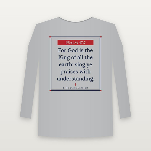 Psalm 47:7 KJV Christian Youth Long Sleeve Tee (Framed) - Heather Gray