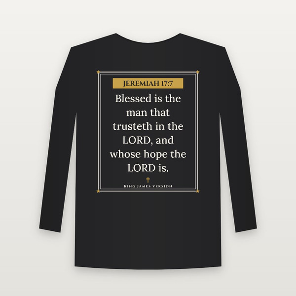Jeremiah 17:7 KJV Christian Youth Long Sleeve Tee (Framed) - Black