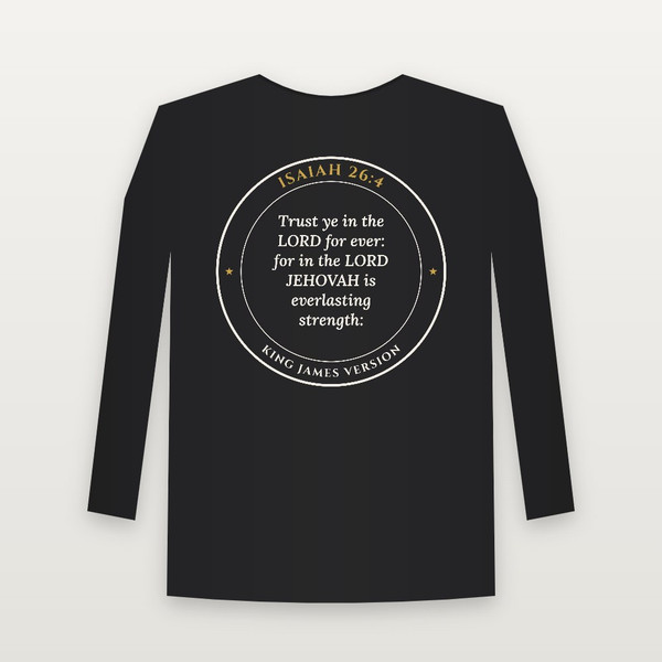 Isaiah 26:4 KJV Christian Youth Long Sleeve Tee (Round Badge) - Black