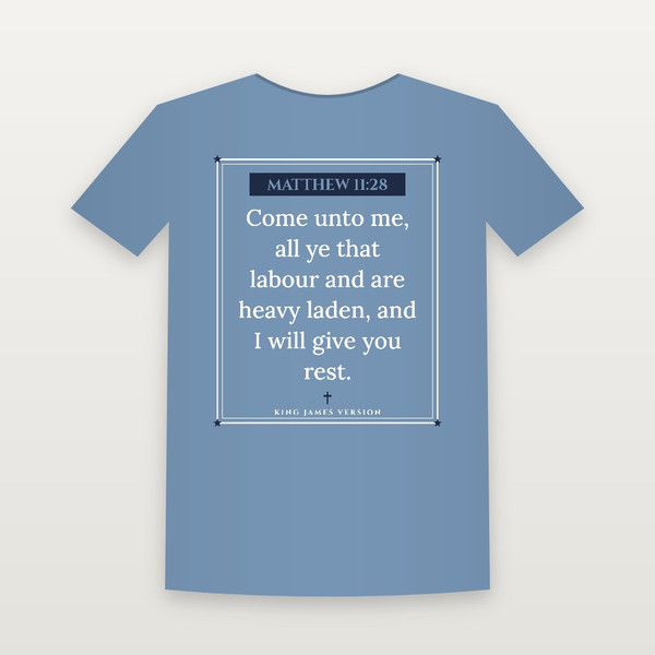 Matthew 11:28 KJV Christian Toddler Tee (Framed) - Heather Blue