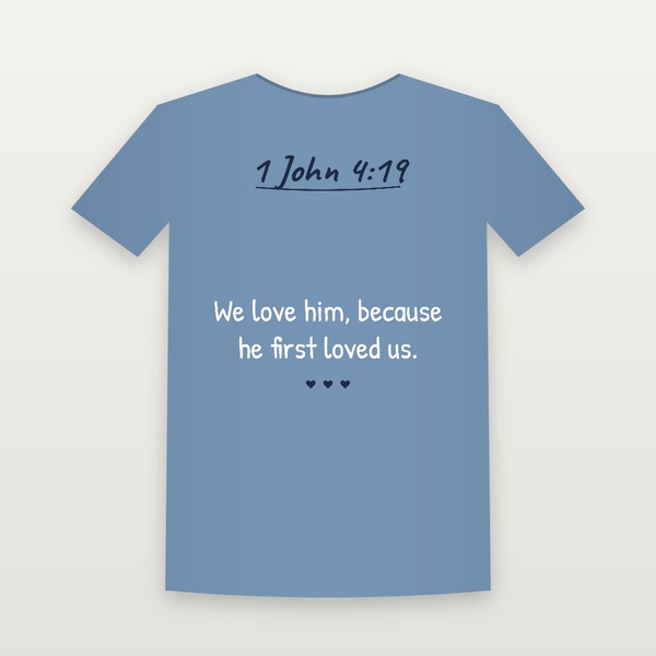 1 John 4:19 KJV Christian Toddler Tee (Handwritten) - Heather Blue