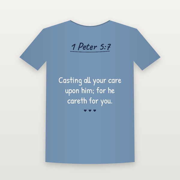 1 Peter 5:7 KJV Christian Toddler Tee (Handwritten) - Heather Blue