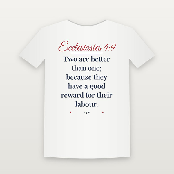 Ecclesiastes 4:9 KJV Christian Toddler Tee (Script) - White