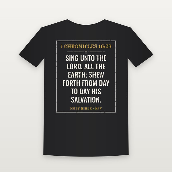 1 Chronicles 16:23 KJV Christian Toddler Tee (Vintage) - Black