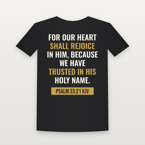 Psalm 33:21 KJV Christian Toddler Tee (Bold Type) - Black