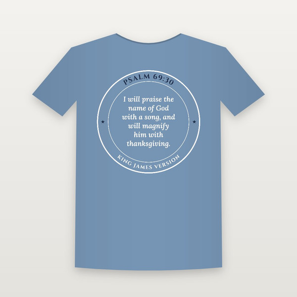 Psalm 69:30 KJV Christian Toddler Tee (Round Badge) - Heather Blue