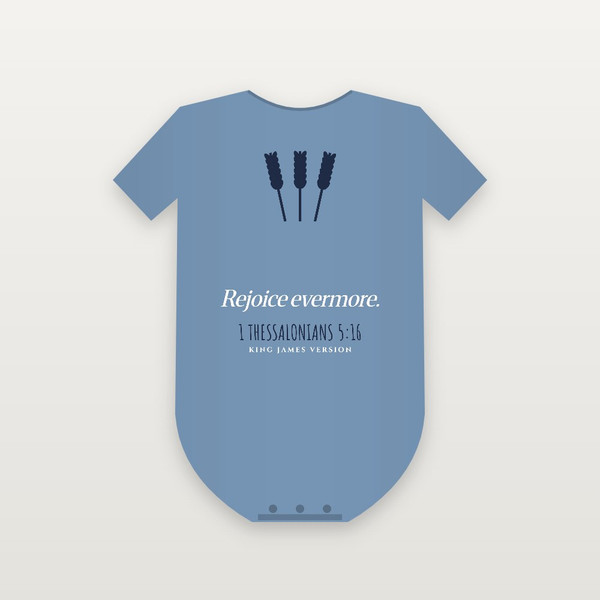 1 Thessalonians 5:16 KJV Christian Baby One Piece (Wheat) - Heather Blue