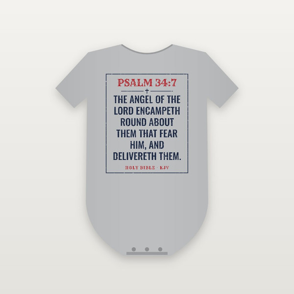 Psalm 34:7 KJV Christian Baby One Piece (Vintage) - Heather Gray