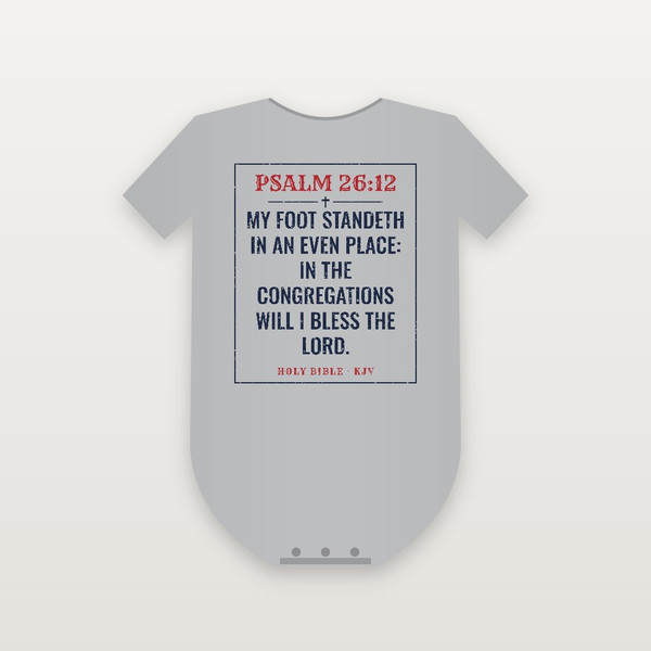 Psalm 26:12 KJV Christian Baby One Piece (Vintage) - Heather Gray