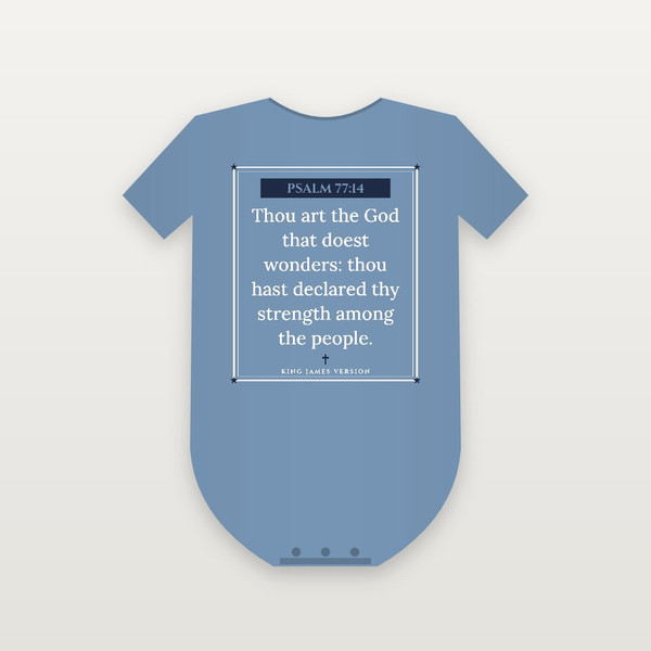 Psalm 77:14 KJV Christian Baby One Piece (Framed) - Heather Blue
