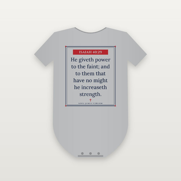 Isaiah 40:29 KJV Christian Baby One Piece (Framed) - Heather Gray