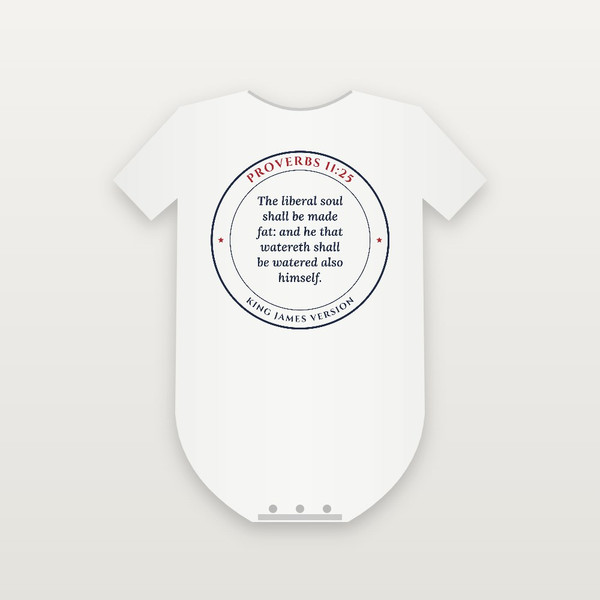 Proverbs 11:25 KJV Christian Baby One Piece (Round Badge) - White