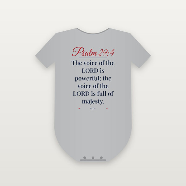 Psalm 29:4 KJV Christian Baby One Piece (Script) - Heather Gray