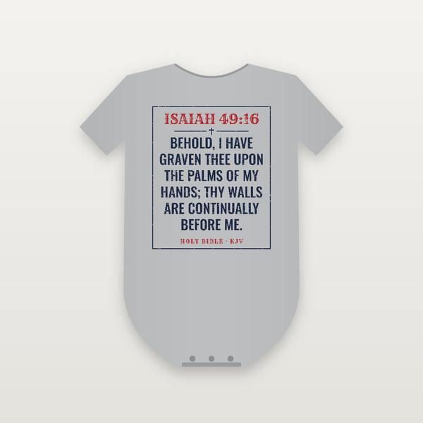 Isaiah 49:16 KJV Christian Baby One Piece (Vintage) - Heather Gray
