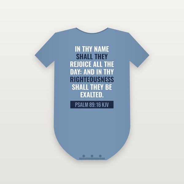 Psalm 89:16 KJV Christian Baby One Piece (Bold Type) - Heather Blue