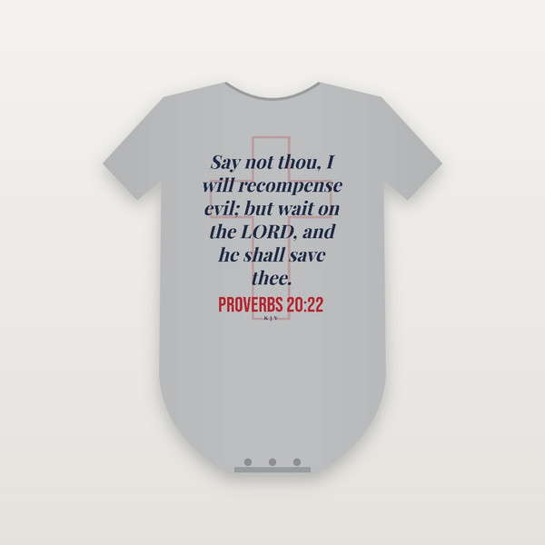 Proverbs 20:22 KJV Christian Baby One Piece (Cross) - Heather Gray