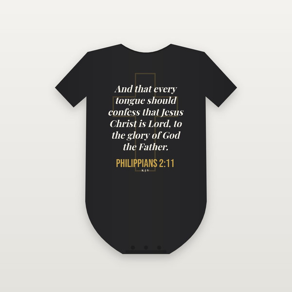 Philippians 2:11 KJV Christian Baby One Piece (Cross) - Black