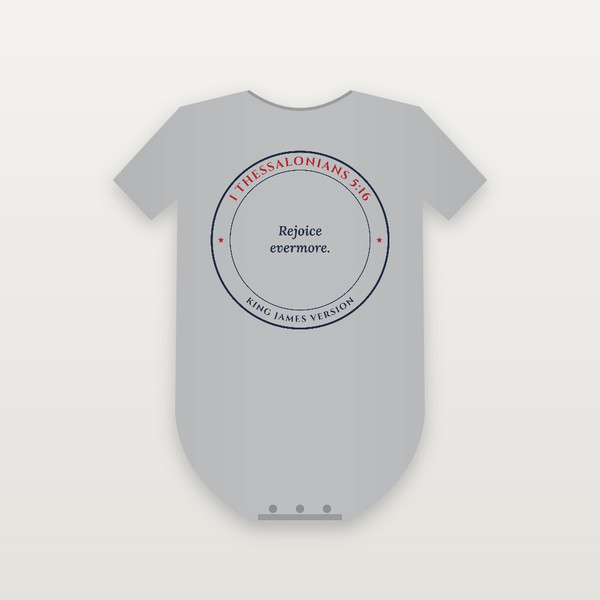 1 Thessalonians 5:16 KJV Christian Baby Bodysuit (Round Badge) - Heather Gray
