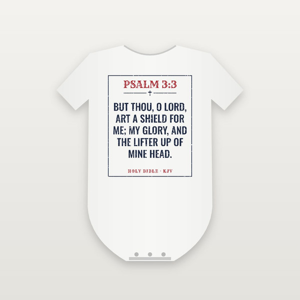 Psalm 3:3 KJV Christian Baby Bodysuit (Vintage) - White