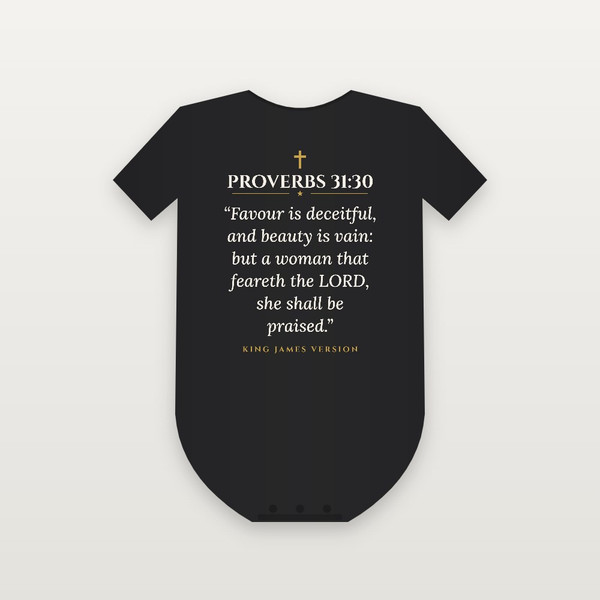 Proverbs 31:30 KJV Christian Baby Bodysuit (Classic) - Black