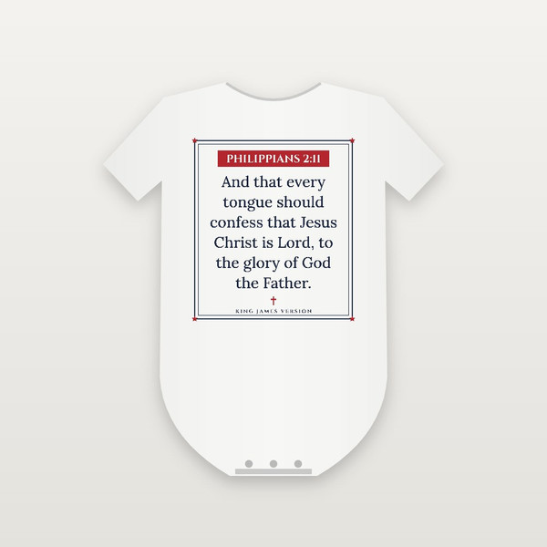 Philippians 2:11 KJV Christian Baby Bodysuit (Framed) - White