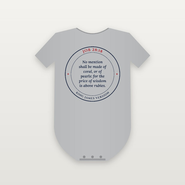 Job 28:18 KJV Christian Baby Bodysuit (Round Badge) - Heather Gray