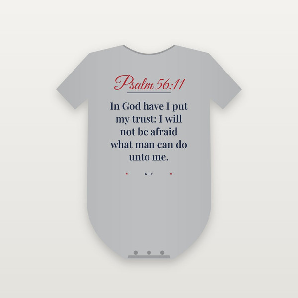 Psalm 56:11 KJV Christian Baby Bodysuit (Script) - Heather Gray