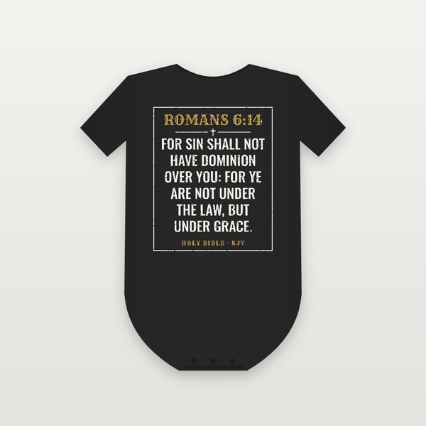 Romans 6:14 KJV Christian Baby Bodysuit (Vintage) - Black