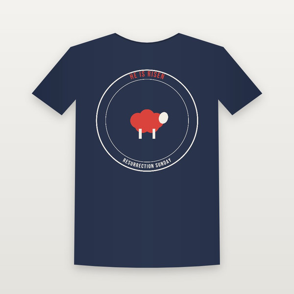 He Is Risen Easter Christian Women's Relaxed Tee (Emblem Badge) - Navy
