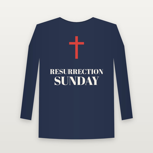 Resurrection Sunday Easter Christian Long Sleeve Tee (Holiday) - Navy