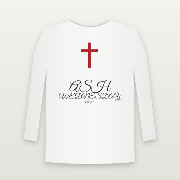 Ash Wednesday Lent Christian Long Sleeve Tee (Holiday) - White