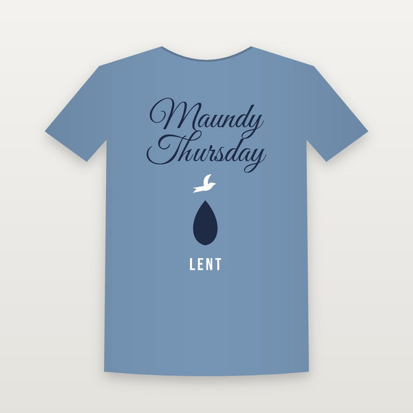 Maundy Thursday Lent Christian Youth Tee (Holiday Script) - Heather Blue