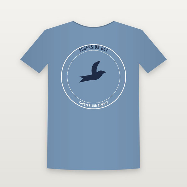 Ascension Day Christian Youth Tee (Emblem Badge) - Heather Blue