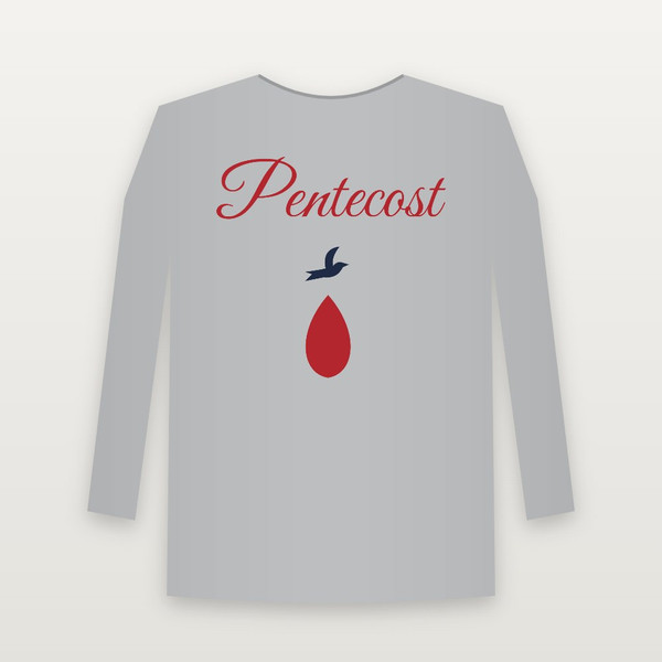 Pentecost Christian Youth Long Sleeve Tee (Holiday Script) - Heather Gray