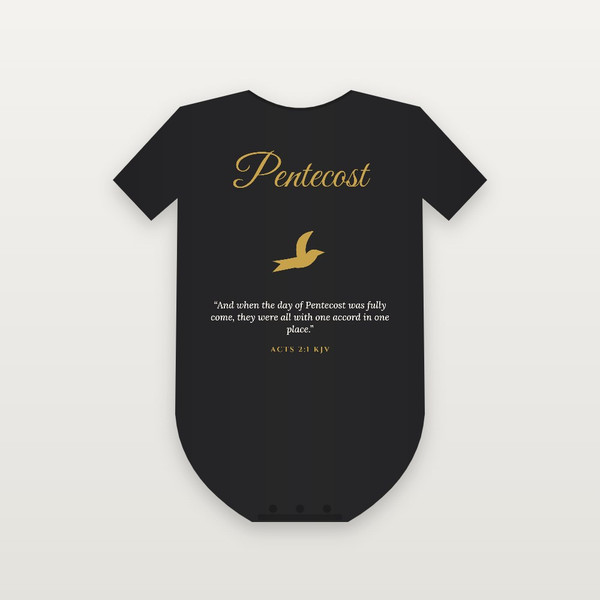 Pentecost Christian Baby Bodysuit with Acts 2:1 (Holiday Script) - Black