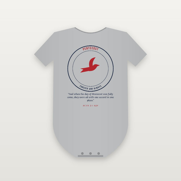 Pentecost Christian Baby Bodysuit with Acts 2:1 (Emblem Badge) - Heather Gray