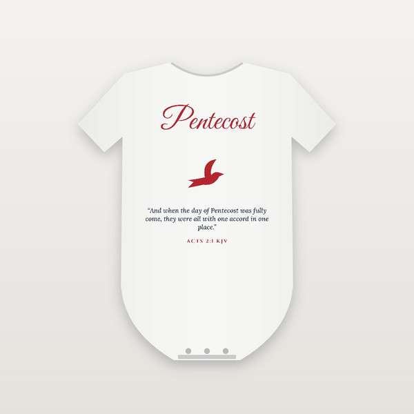 Pentecost Christian Baby Bodysuit with Acts 2:1 (Holiday Script) - White