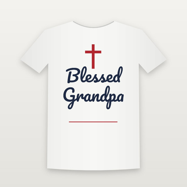 Blessed Grandpa Christian Short Sleeve Tee (Family Script) - White