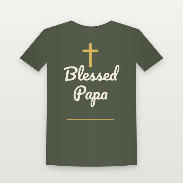 Blessed Papa Christian Short Sleeve Tee (Family Script) - Military Green