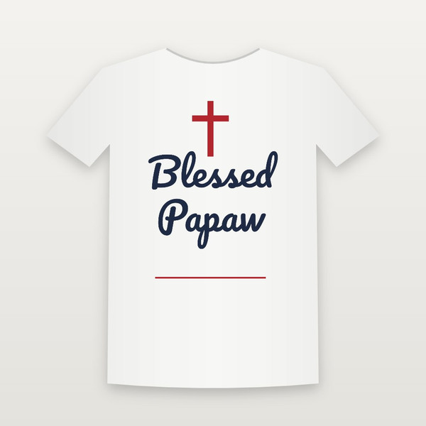 Blessed Papaw Christian Short Sleeve Tee (Family Script) - White