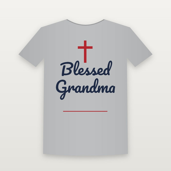 Blessed Grandma Christian Short Sleeve Tee (Family Script) - Heather Gray