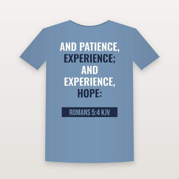Romans 5:4 KJV Christian T-Shirt (Bold Type) - Heather Blue
