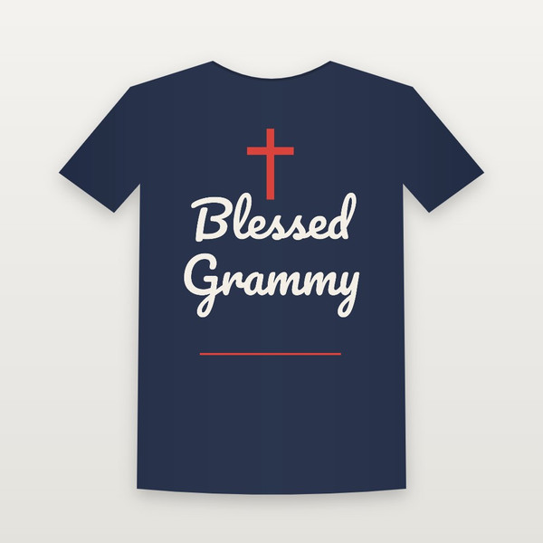 Blessed Grammy Christian Women's Relaxed Tee (Family Script) - Navy