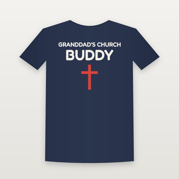 Granddad's Church Buddy Christian Youth Tee (Kids Block) - Navy