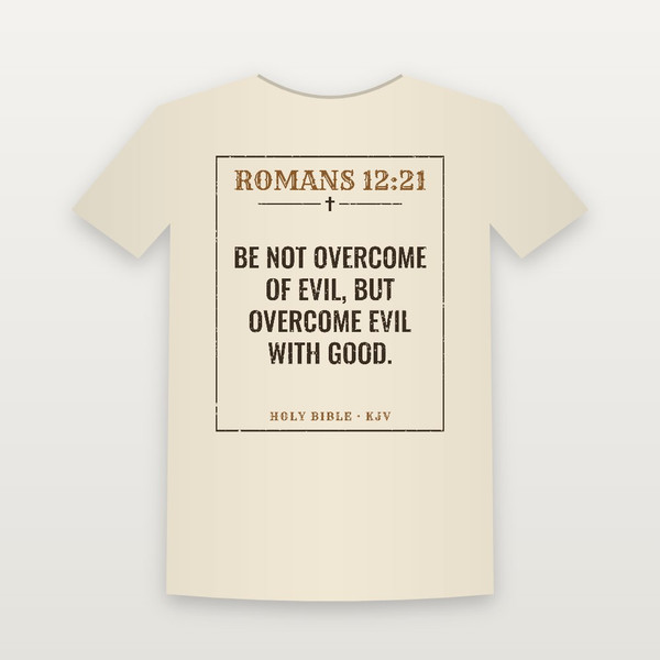 Romans 12:21 KJV Christian T-Shirt (Vintage) - Natural