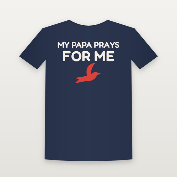 My Papa Prays for Me Christian Youth Tee (Kids Block) - Navy