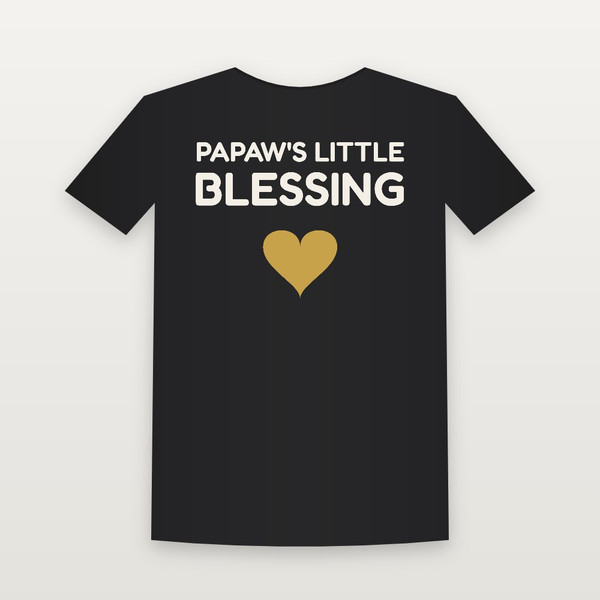 Papaw's Little Blessing Christian Toddler Tee (Kids Block) - Black