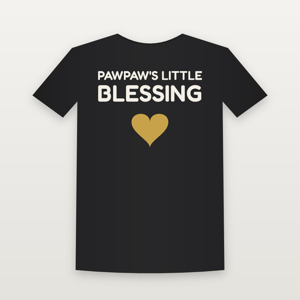 Pawpaw's Little Blessing Christian Toddler Tee (Kids Block) - Black