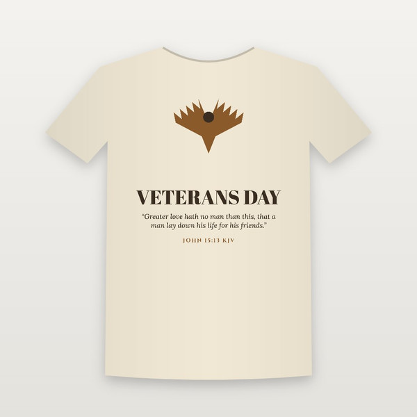 Veterans Day Christian Short Sleeve Tee with John 15:13 (Holiday) - Natural