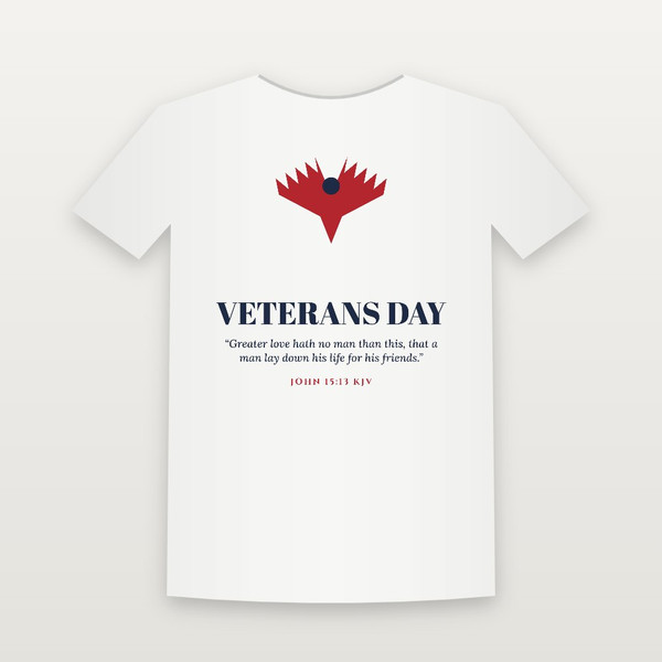 Veterans Day Christian Short Sleeve Tee with John 15:13 (Holiday) - White